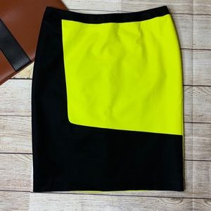 Worthington black and neon yellow pencil skirt